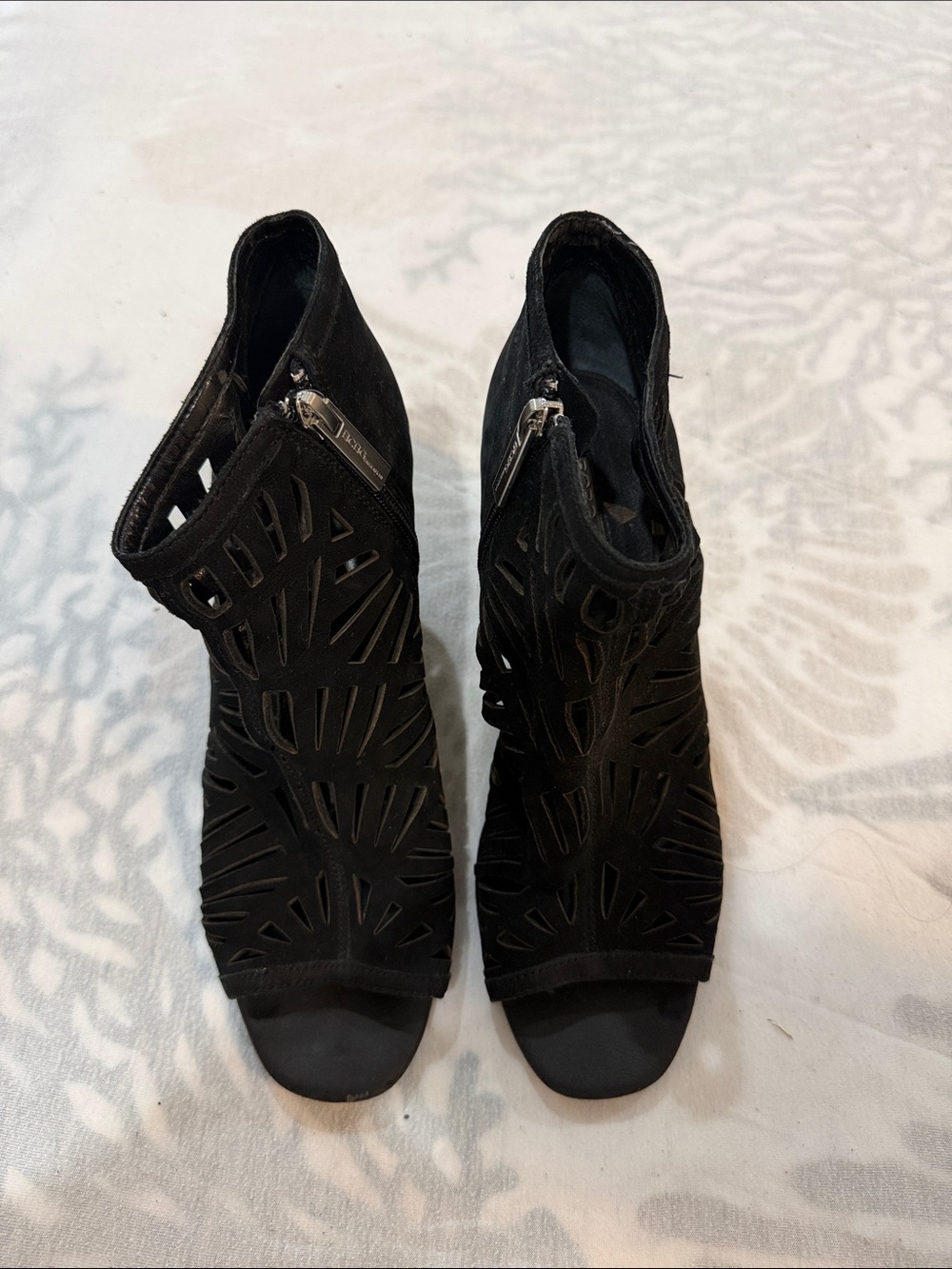 BCBGeneration Black Cutout Peep-Toe Ankle Booties